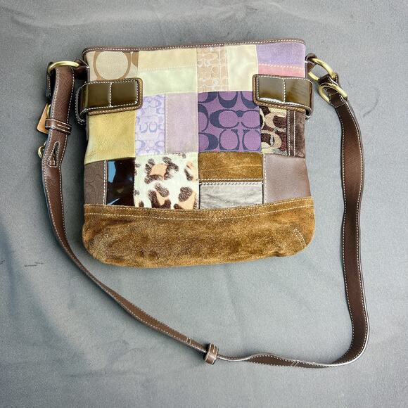 Coach Patchwork Cow Hair Crossbody Bag Brown Multi 3573 - Picture 7 of 11